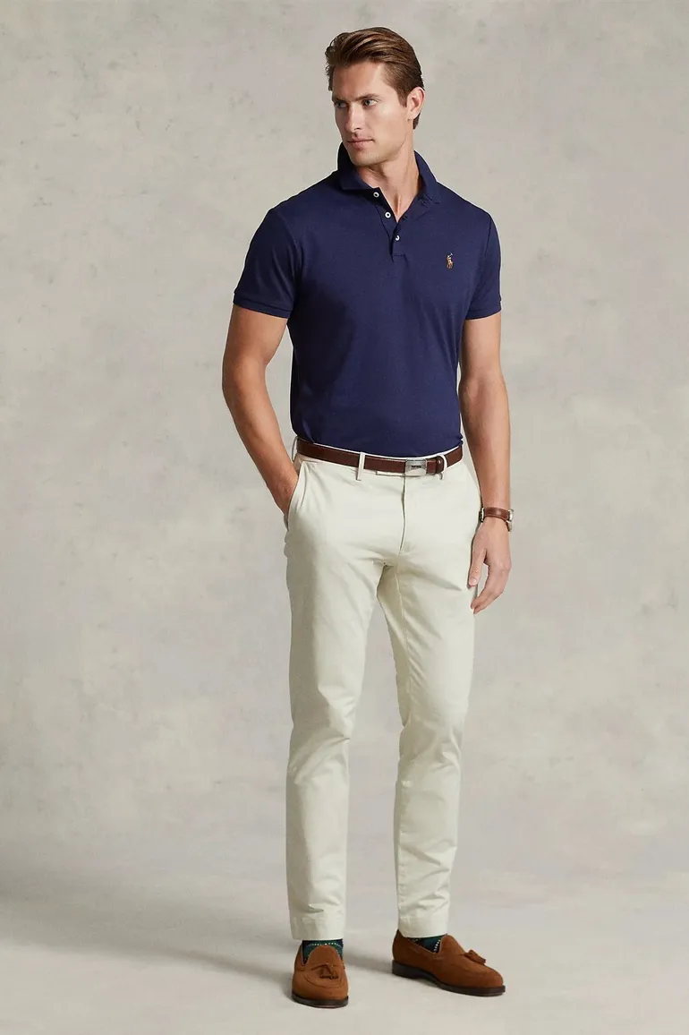 Polo Ralph Lauren polo custom slim fit navy 3-knoops katoen