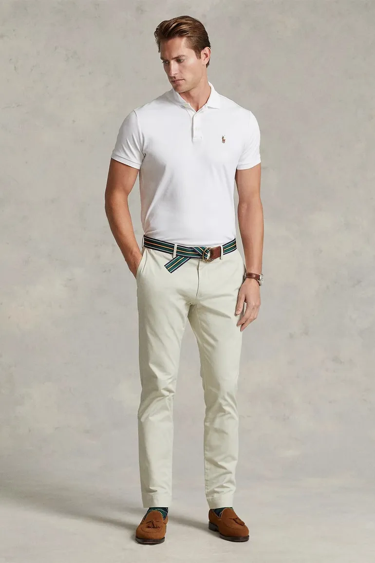 Polo Ralph Lauren Custom Slim Fit poloshirt korte mouw wit