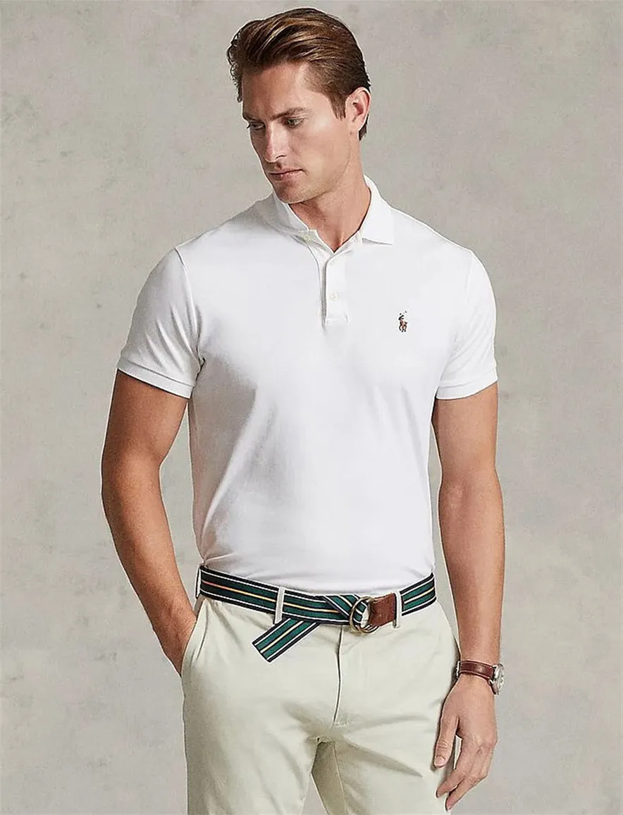 Polo Ralph Lauren Custom Slim Fit poloshirt korte mouw wit