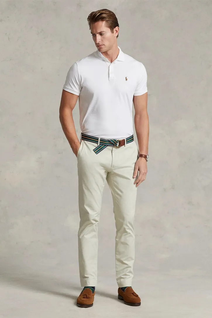 poloshirt korte mouw Polo Ralph Lauren Custom Slim Fit wit
