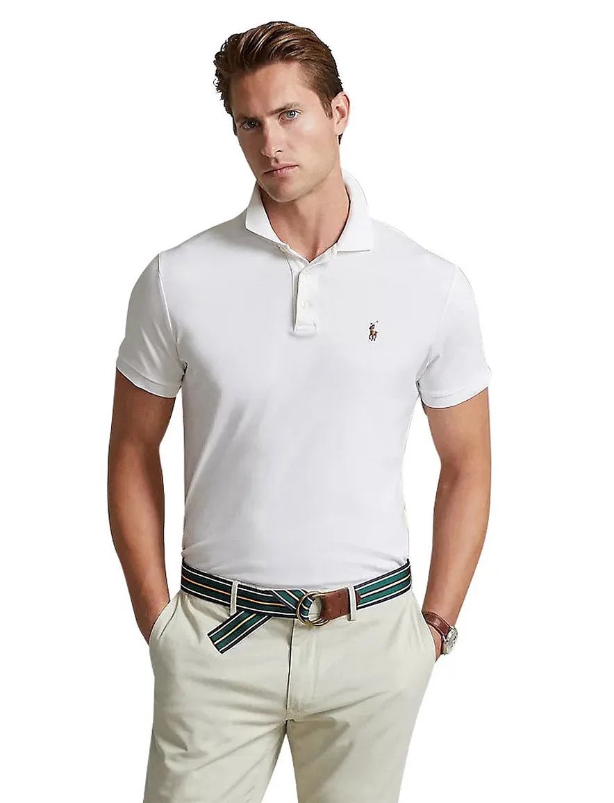 Polo Ralph Lauren Custom Slim Fit poloshirt korte mouw wit