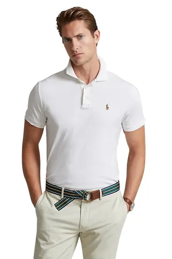 Polo Ralph Lauren poloshirt korte mouw wit Polo Ralph Lauren Custom Slim Fit