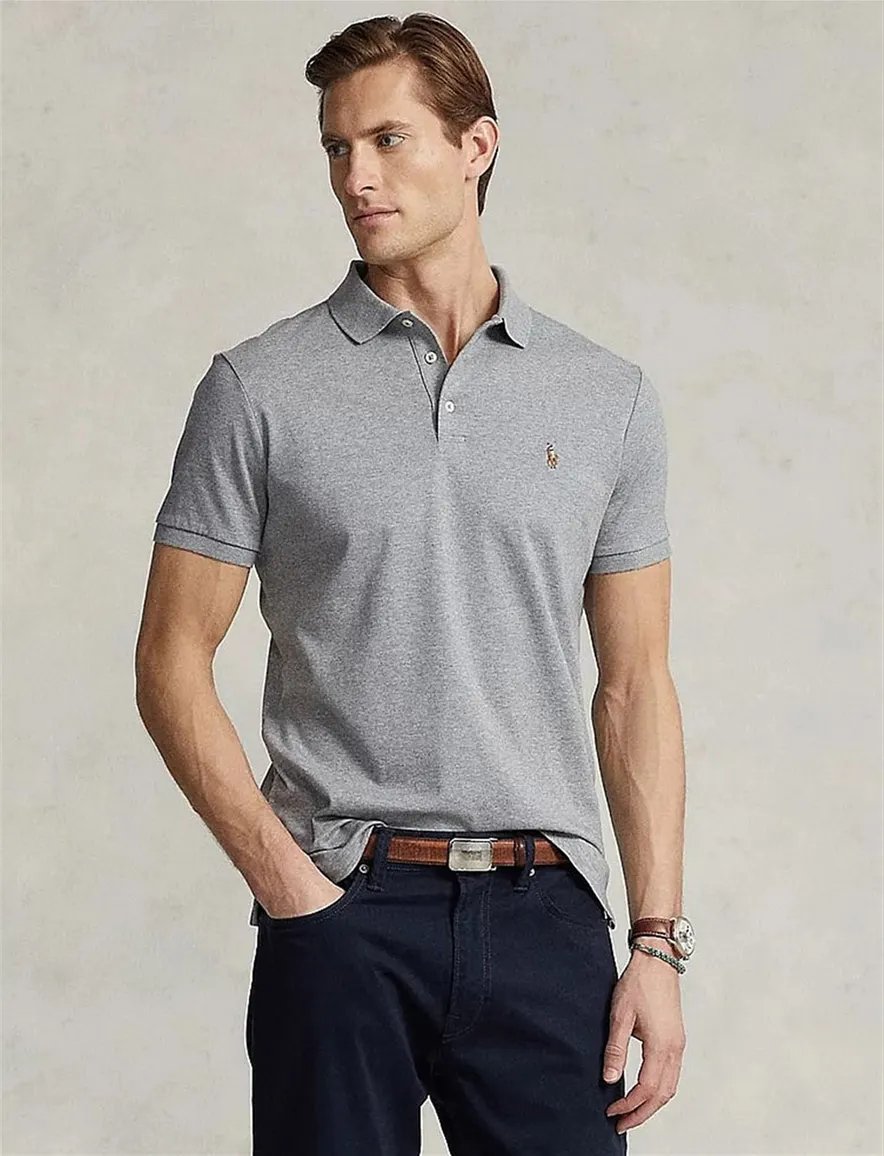 Ralph Lauren polo grijs custom slim fit