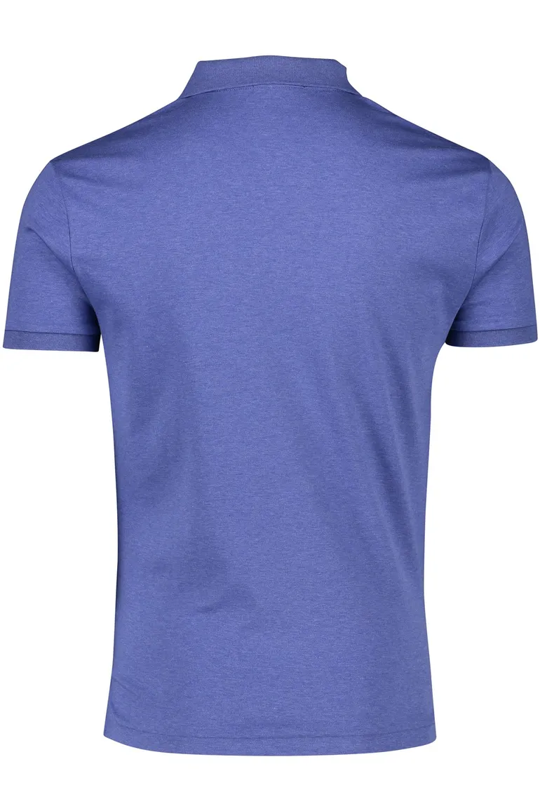 Katoenen Polo Ralph Lauren polo custom slim fit blauw gemêleerd