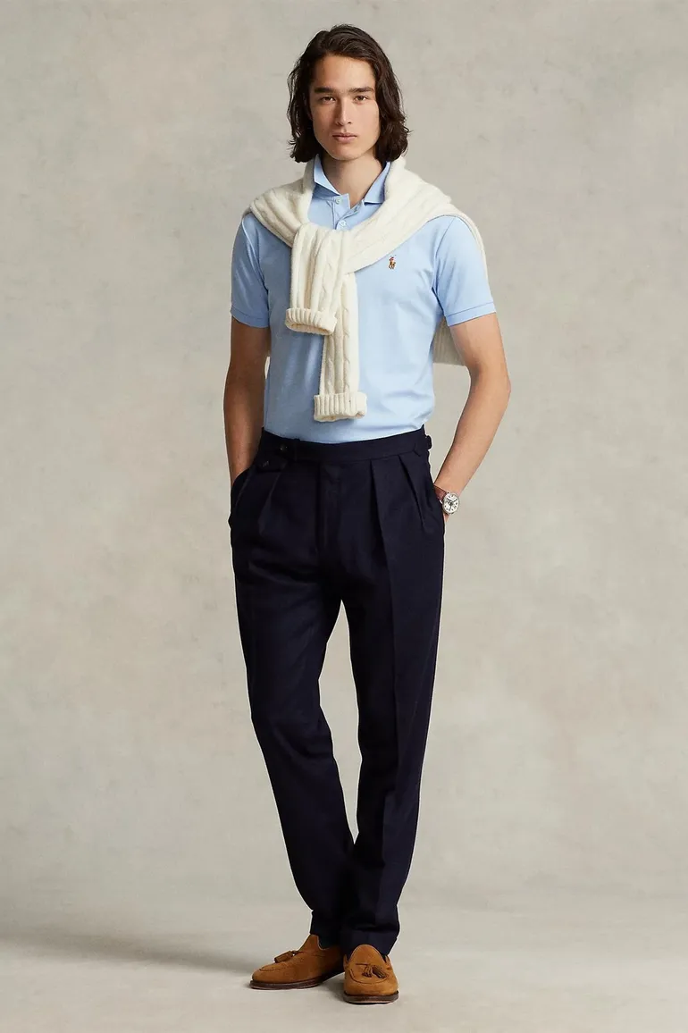 Ralph Lauren polo lichtblauw custom slim fit