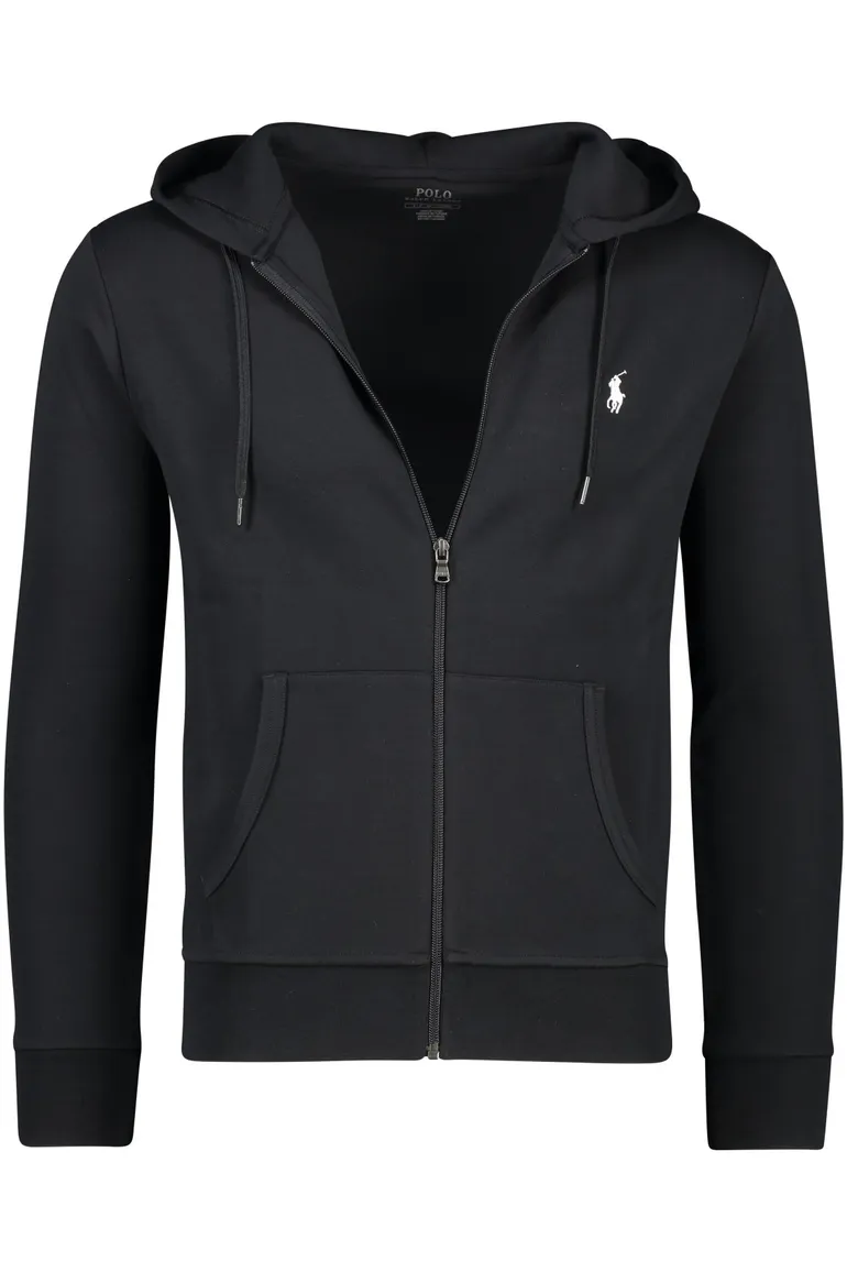 vest Polo Ralph Lauren zwart effen katoen opstaande kraag rits