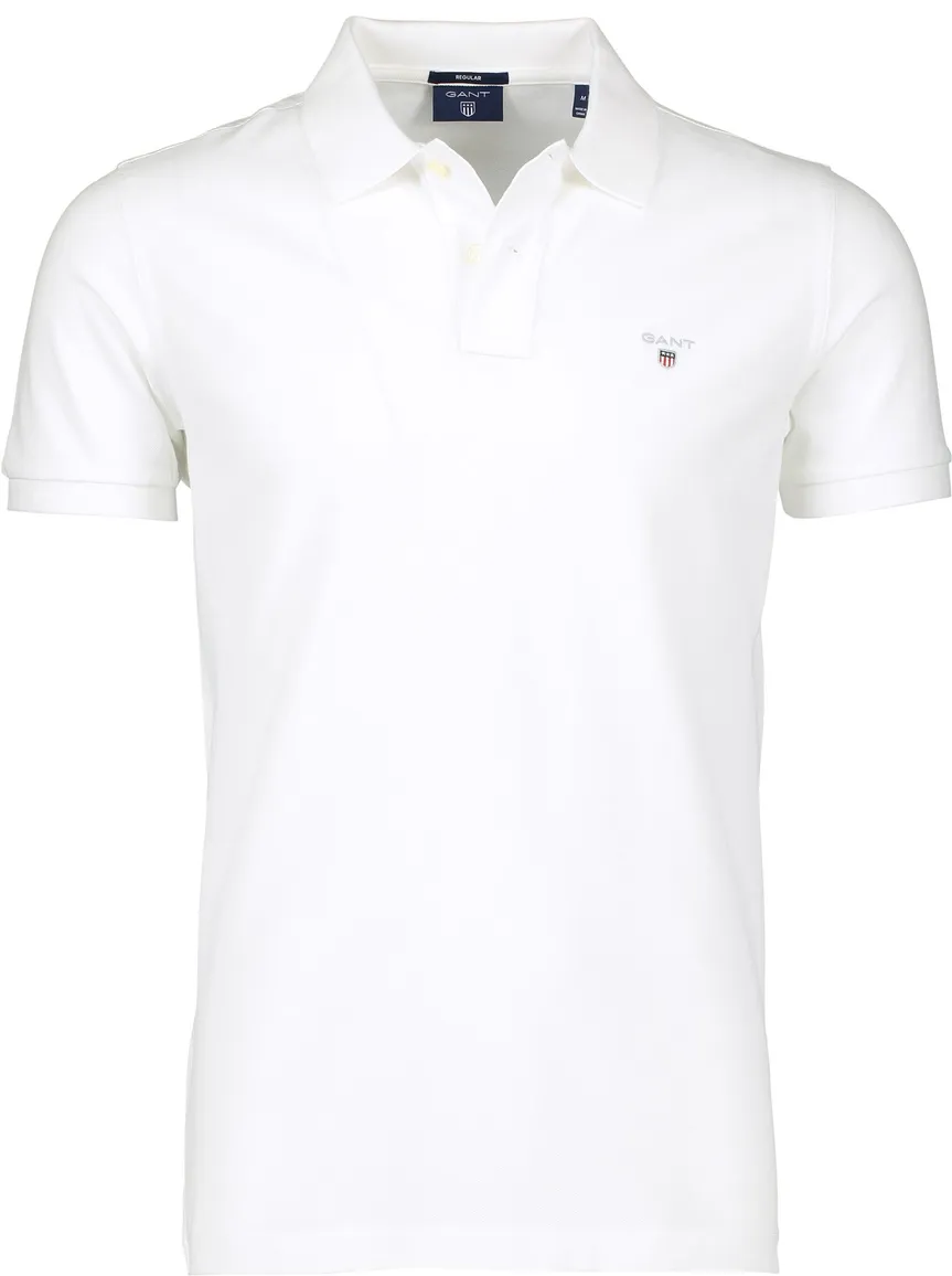 polo Gant wit effen katoen normale fit