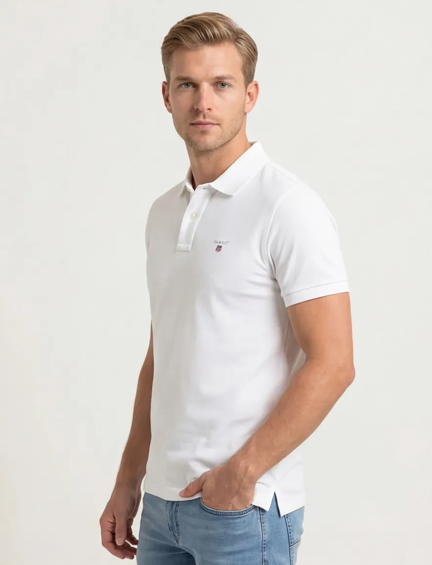 Gant polo normale fit wit effen katoen