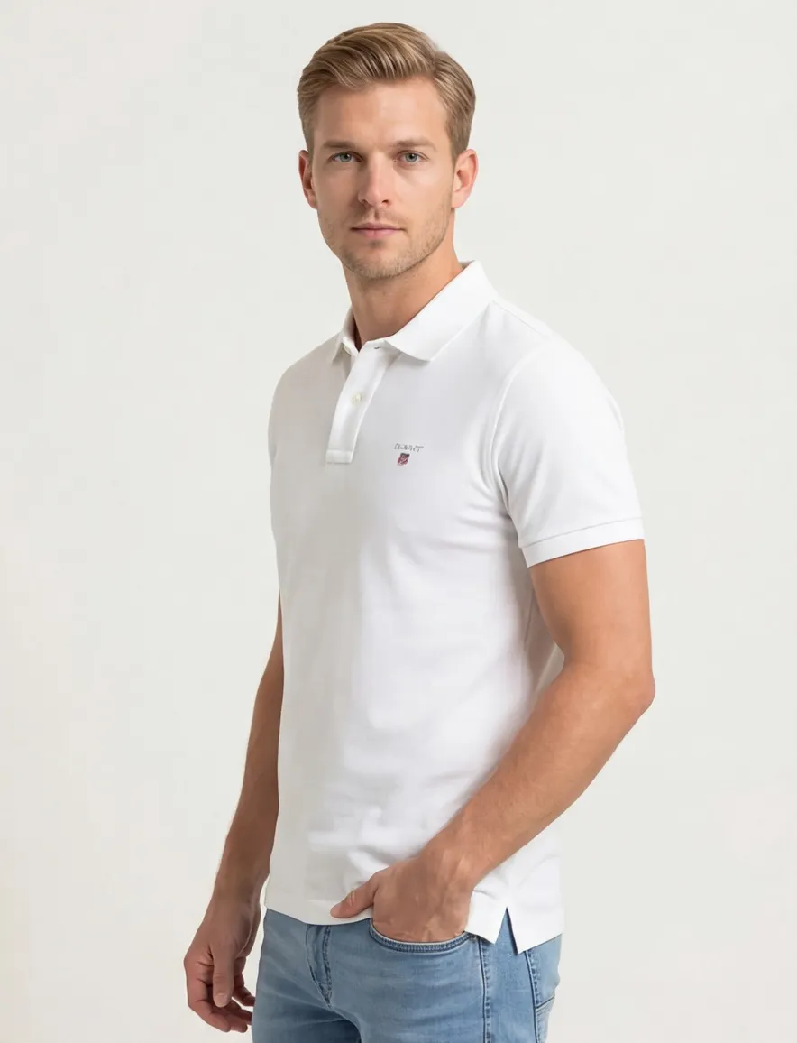 Gant polo normale fit wit effen katoen