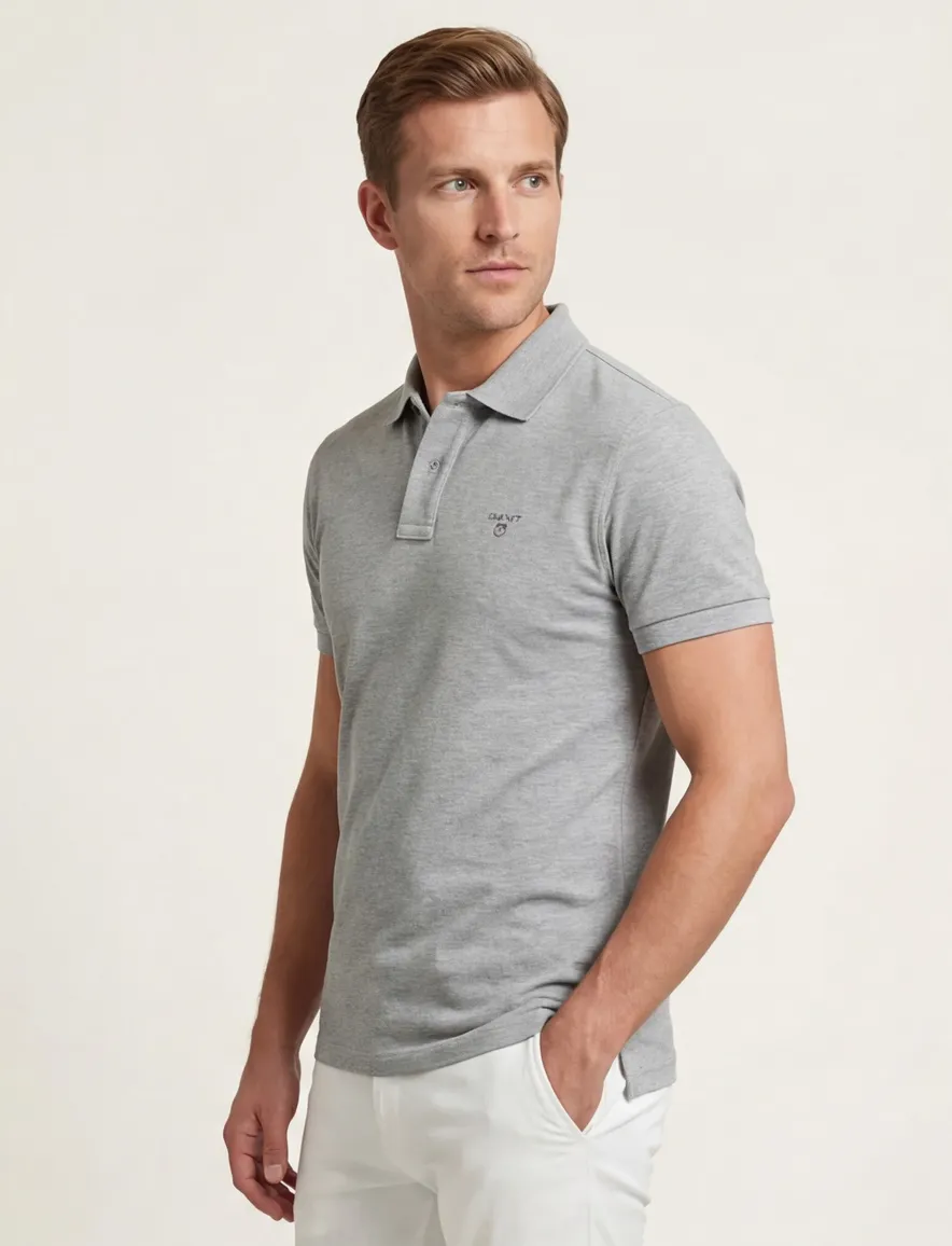 Polo Gant Regular Fit grijs melange