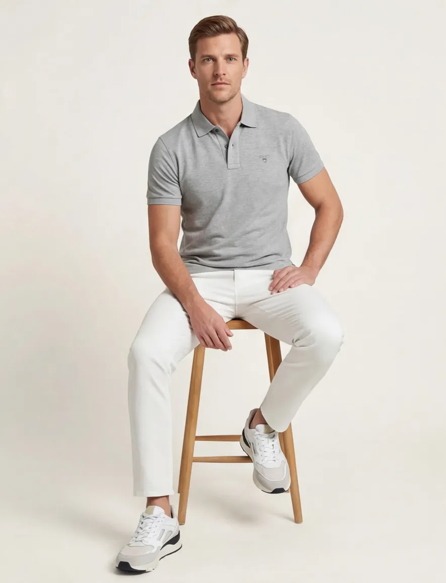 Polo Gant Regular Fit grijs melange