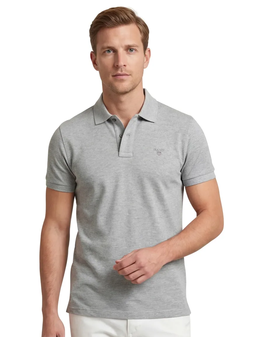 Polo Gant Regular Fit grijs melange