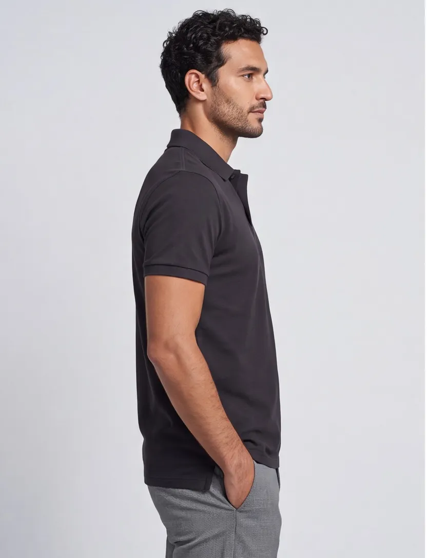 Gant polo zwart effen katoen normale fit