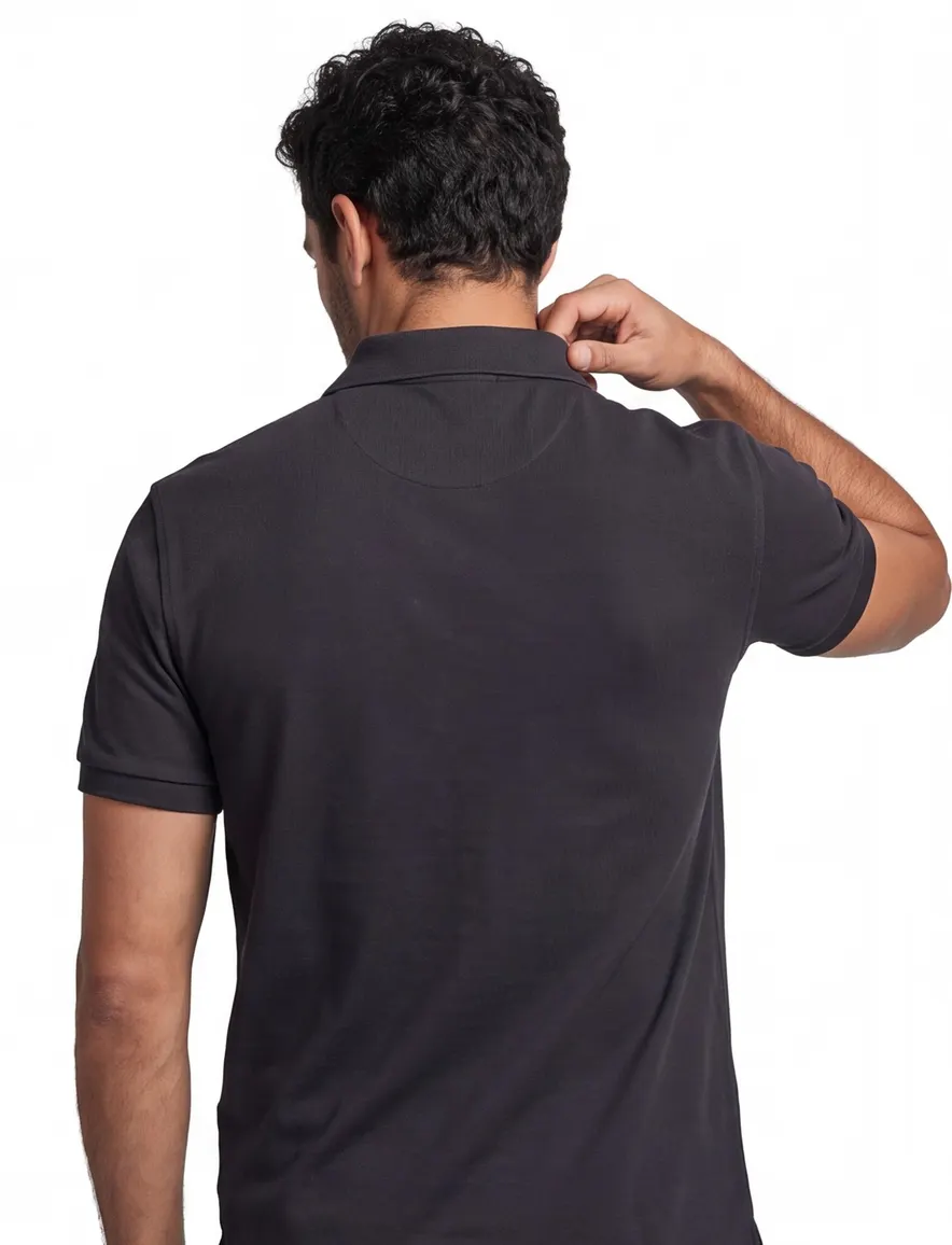 polo Gant zwart effen katoen normale fit