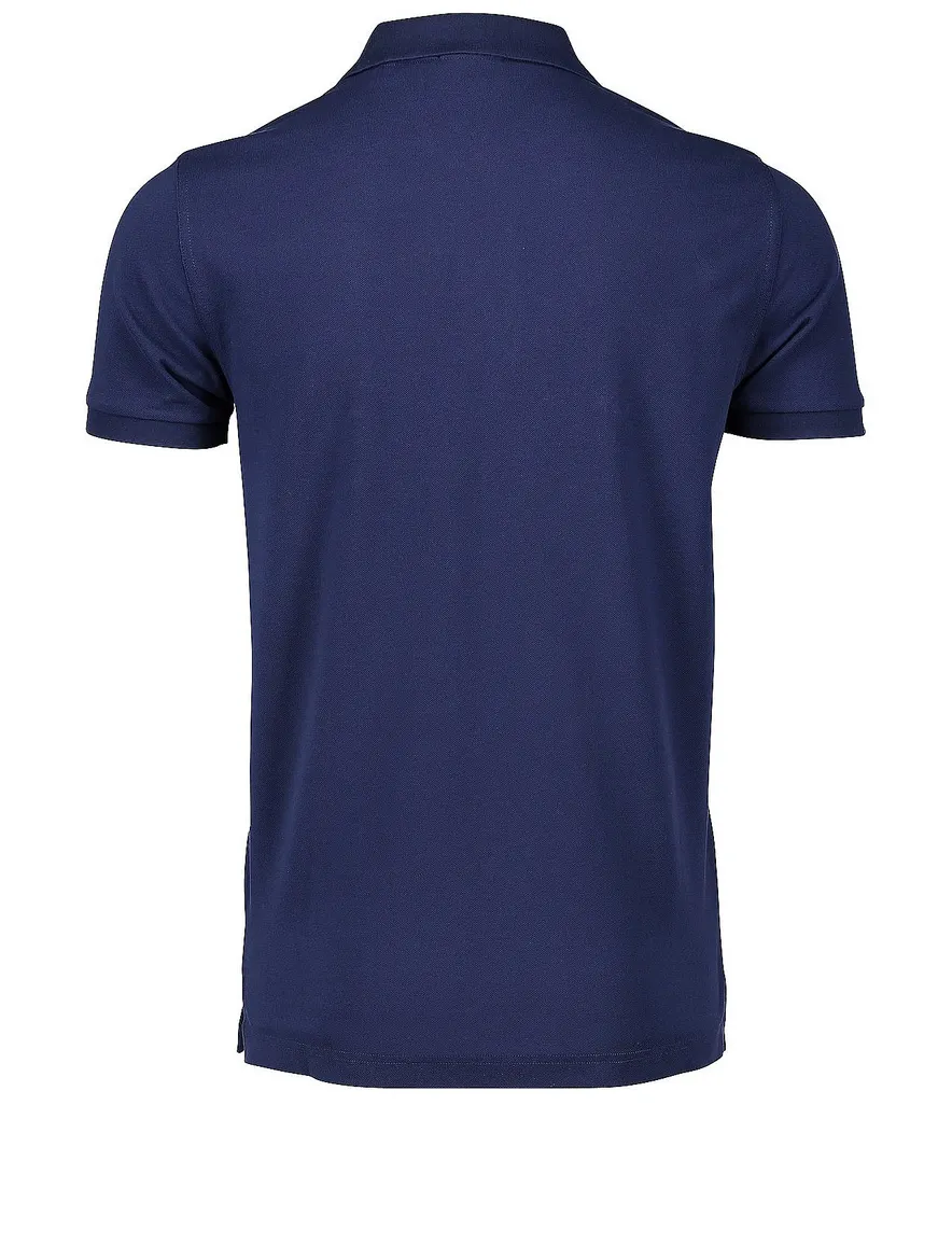 polo Gant donkerblauw effen katoen wijde fit