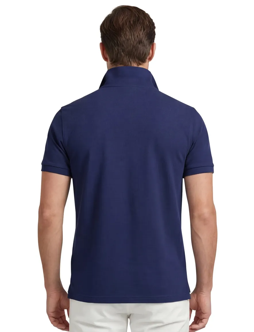 polo Gant donkerblauw effen katoen wijde fit