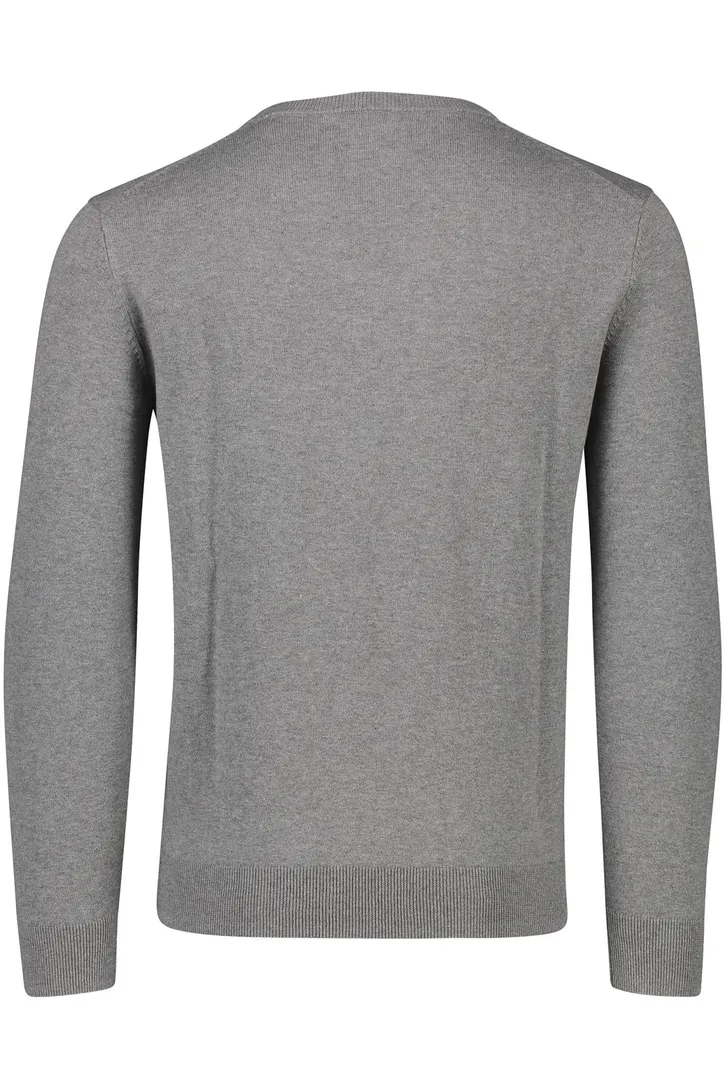 Katoenen Gant sweater v-hals effen grijs