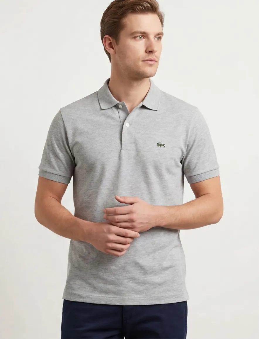 Lacoste polo grijs gemeleerd Classic Fit