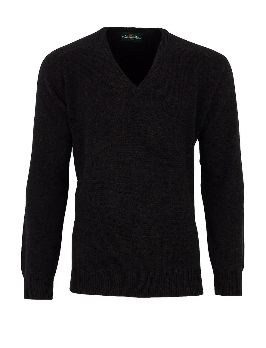 Alan Paine trui zwart v-hals ruime fit lamswol