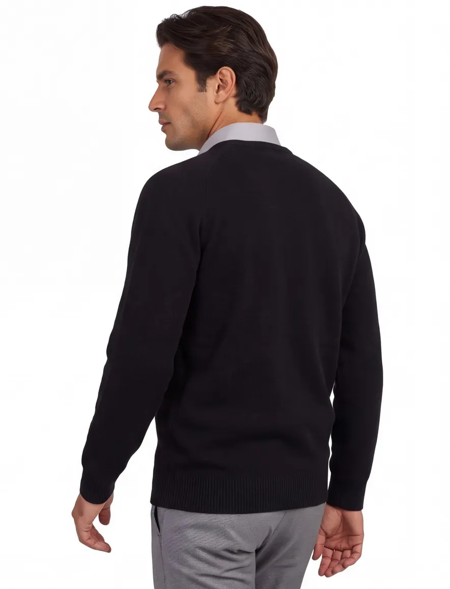 Alan Paine trui zwart v-hals ruime fit lamswol