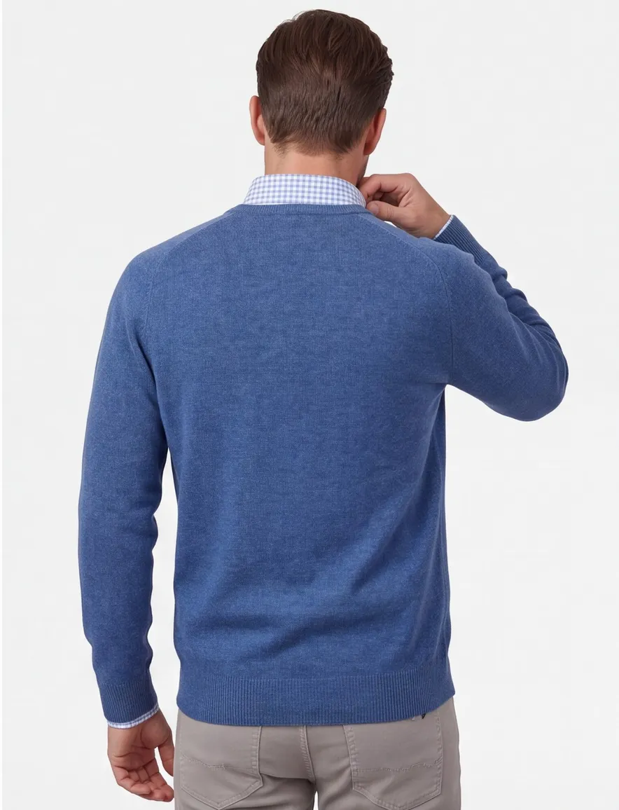 Alam Paine pullover denim blue lamswol ruime fit lamswol
