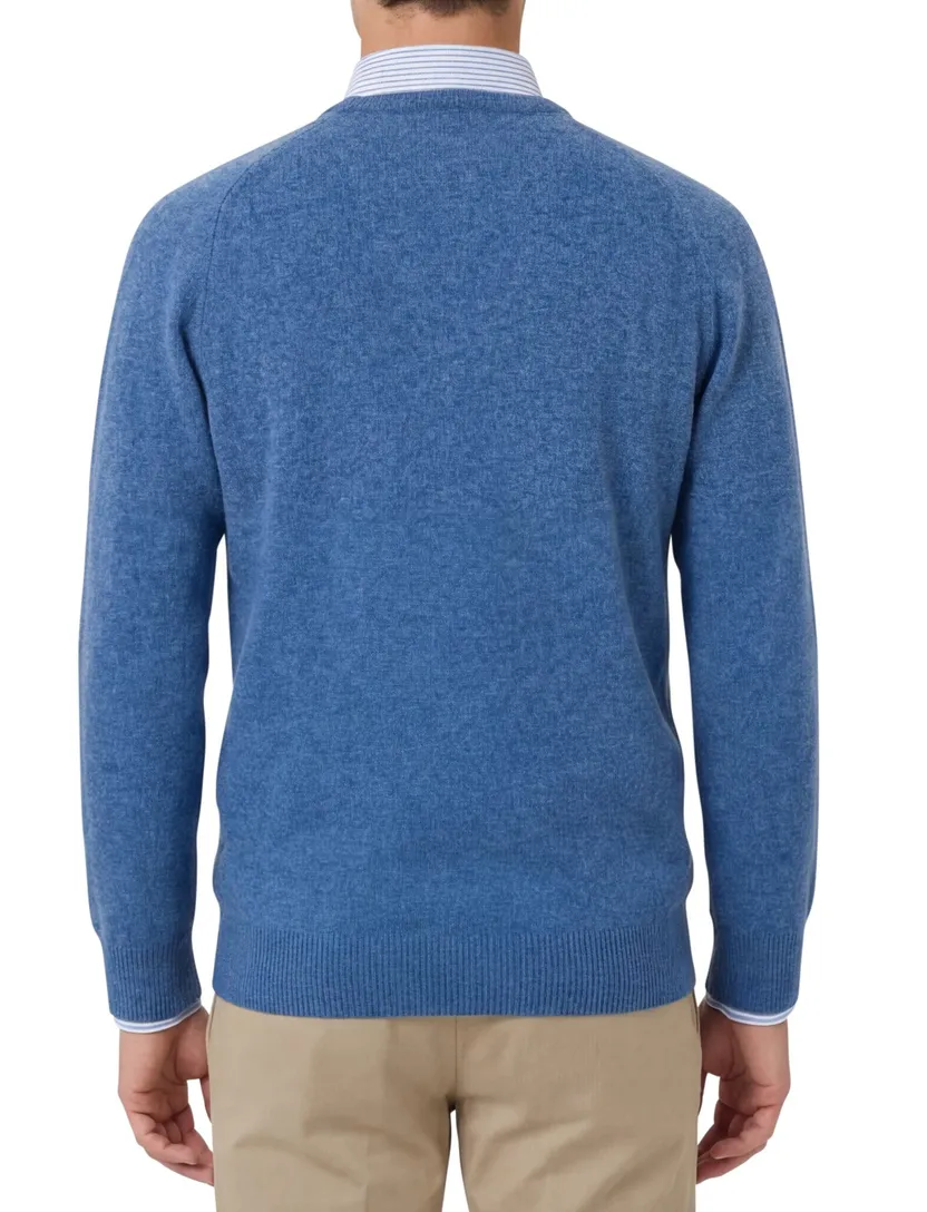 Alan Paine trui jeans classic fit v-hals lamswol