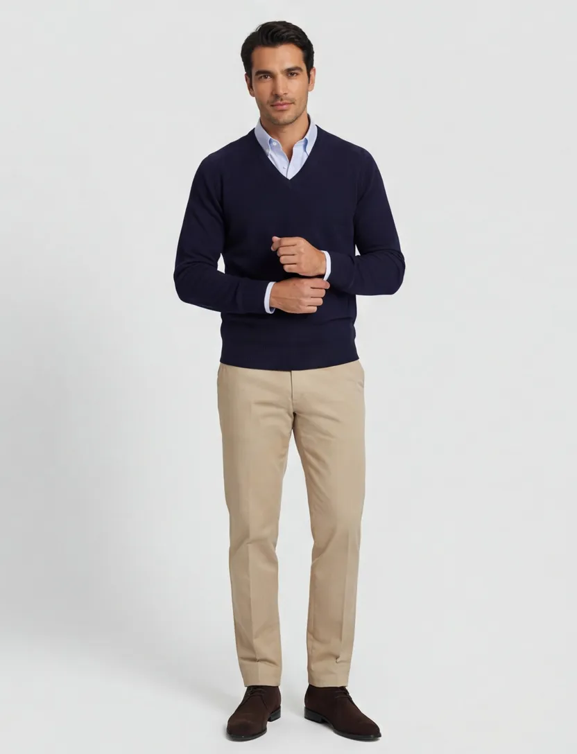Alan Paine trui navy classic fit v-hals Hampshire