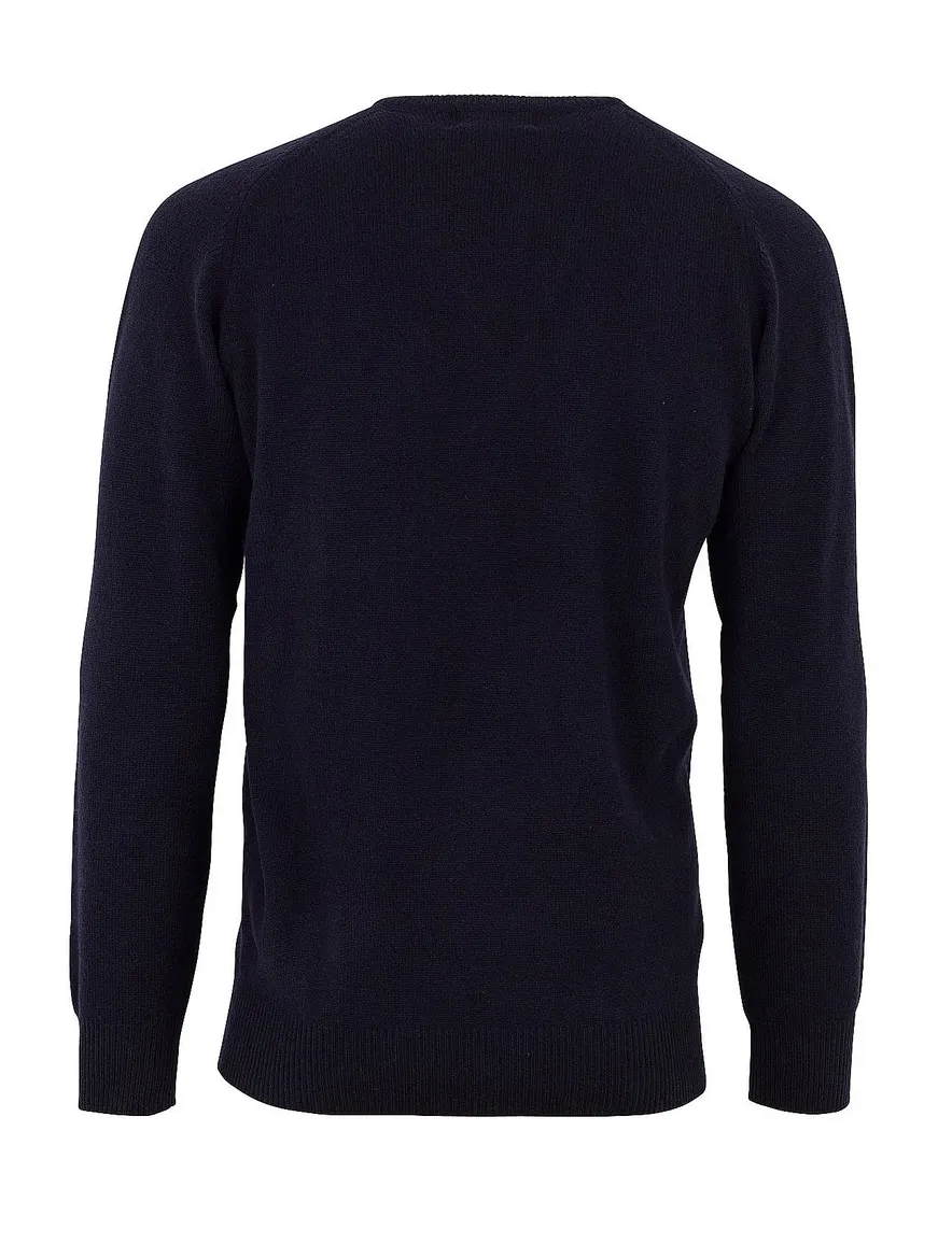 Alan Paine trui donkerblauw v hals lamswol ruime fit