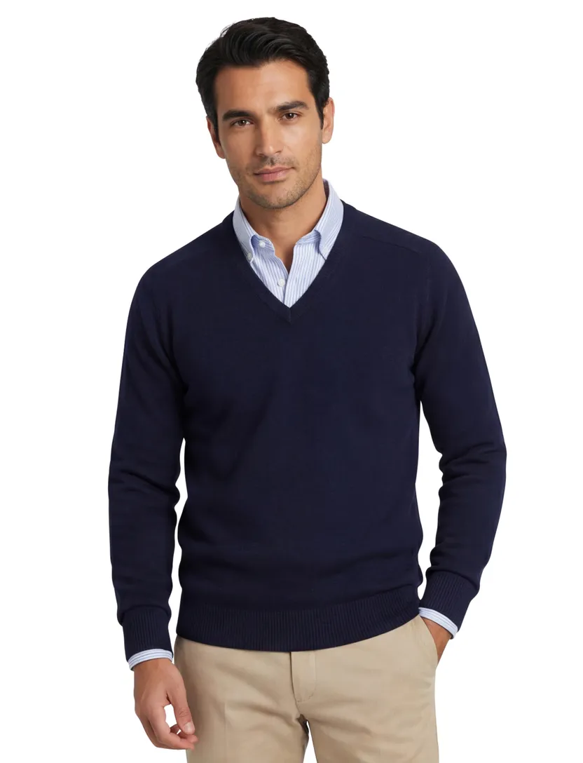 Alan Paine trui navy classic fit v-hals Hampshire