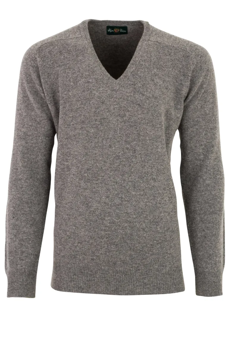 Alan Paine pullover grijs melange classic fit lamswol