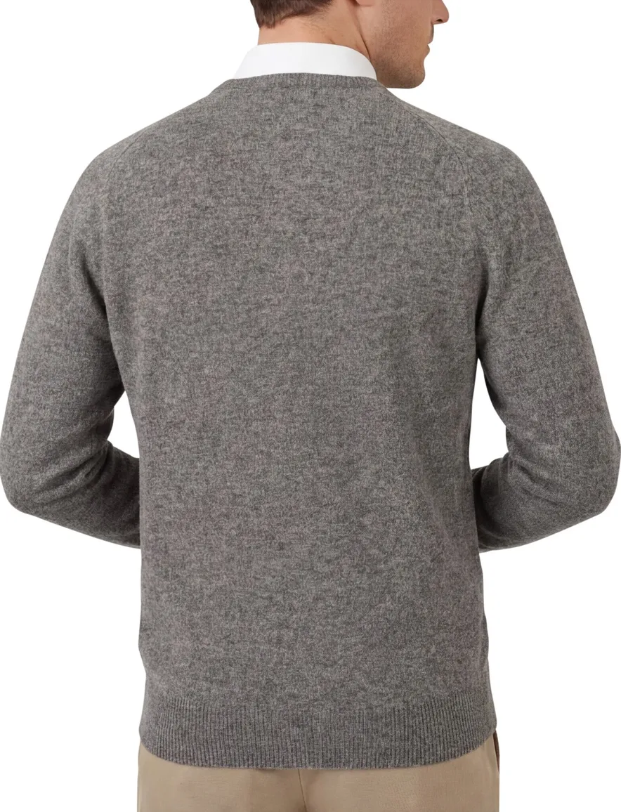 Alan Paine pullover grijs melange classic fit lamswol