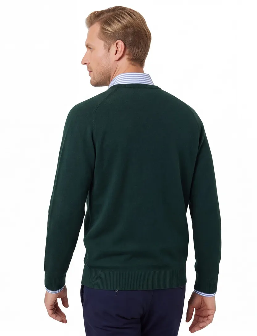 Alan Paine trui tartan green classic fit lamswol