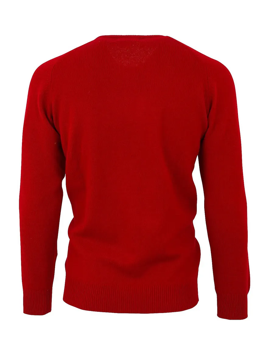 Alan Paine trui warm rood lamswol ronde hals ruime fit