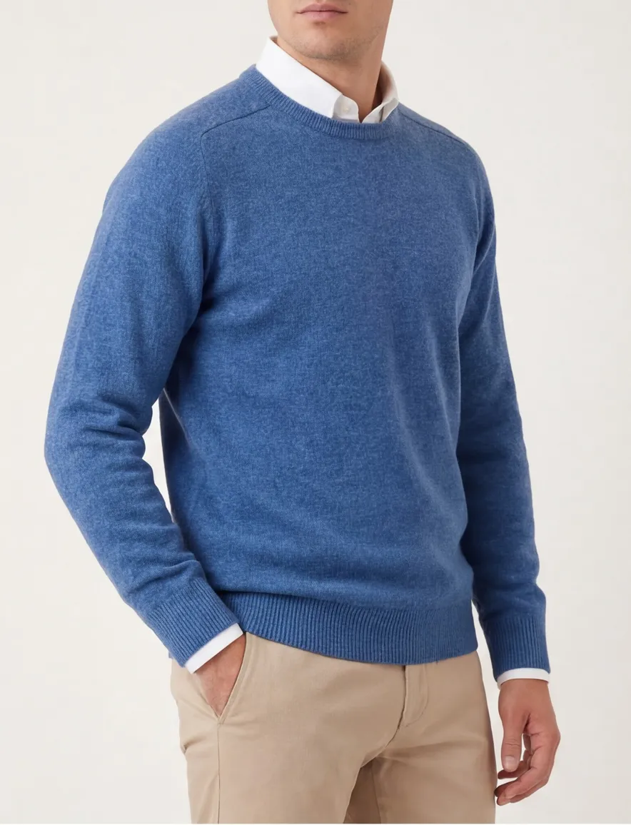Alan Paine trui denim blue Dorset lamswol