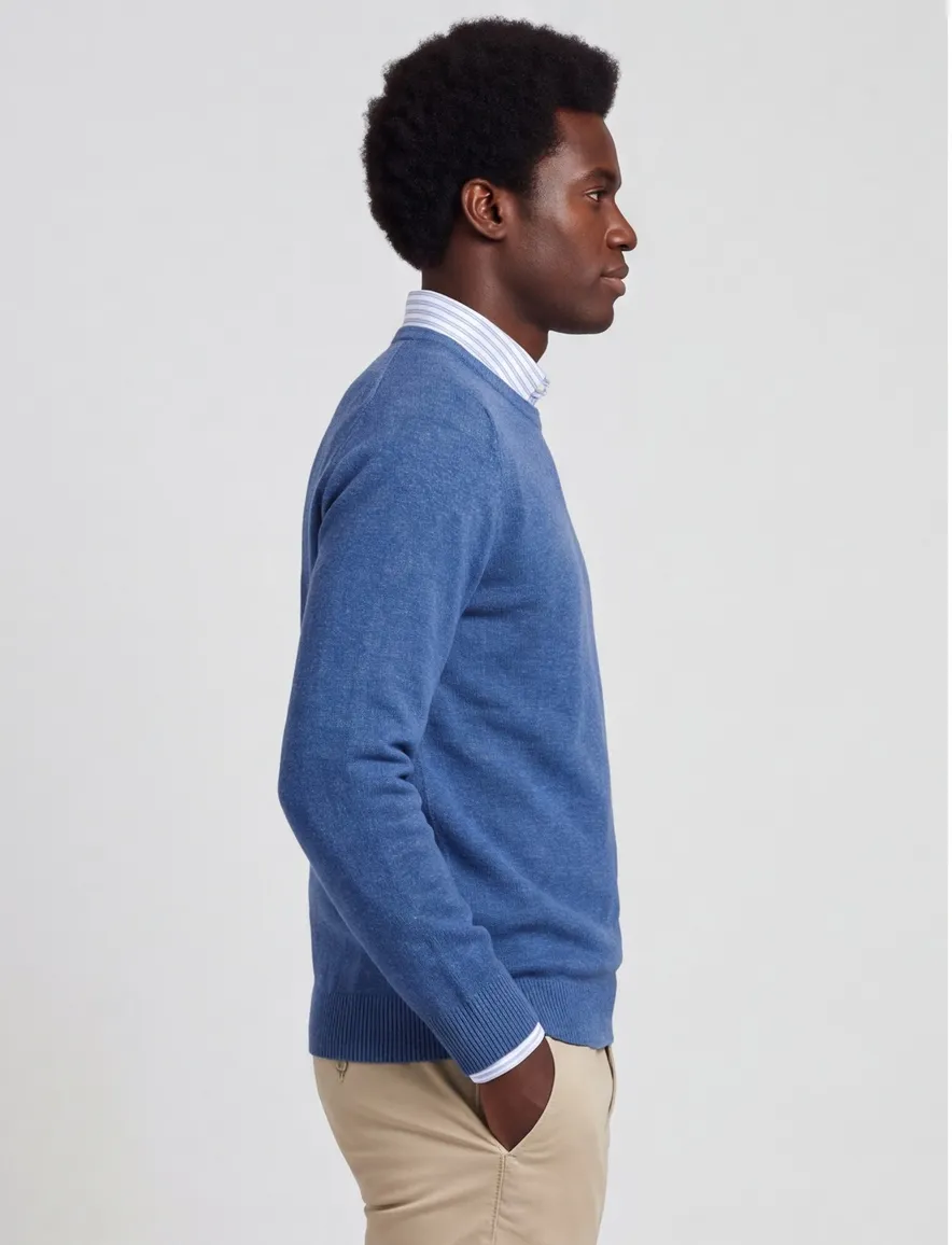 Alan Paine trui denim blue Dorset lamswol
