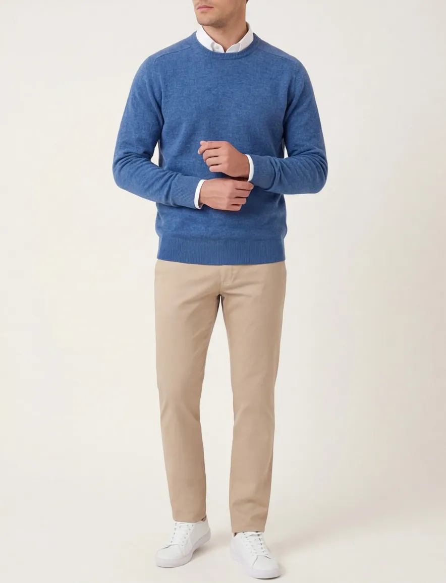 Alan Paine trui denim blue Dorset lamswol