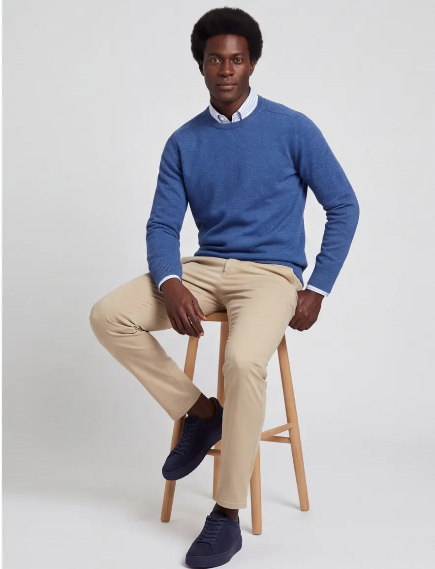 Alan Paine trui denim blue Dorset lamswol