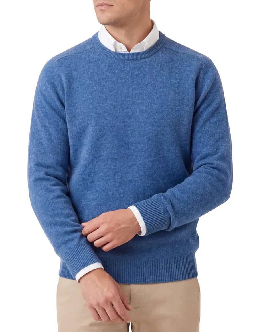 Alan Paine trui denim blue Dorset lamswol