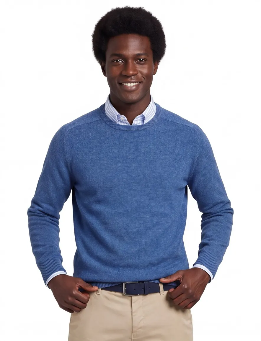 Alan Paine trui denim blue Dorset lamswol