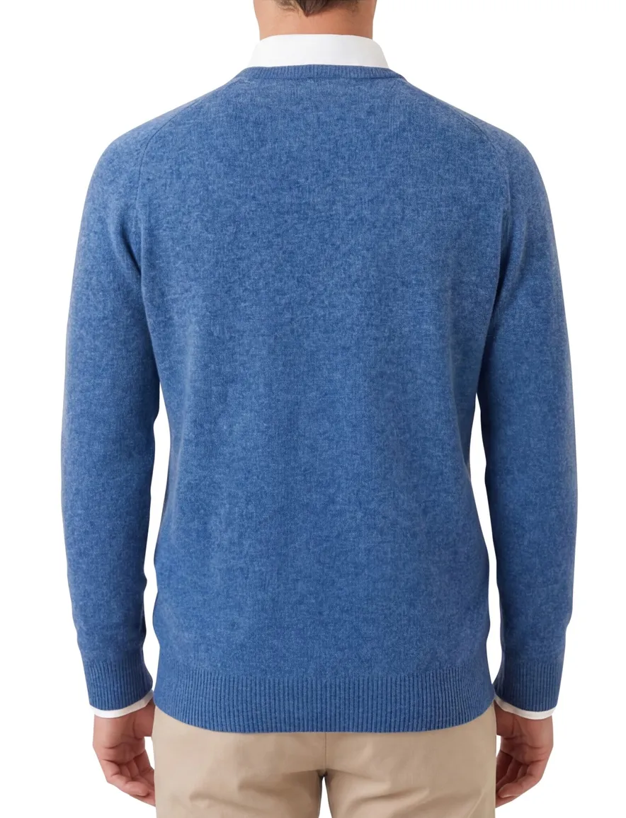Alan Paine trui denim blue Dorset lamswol