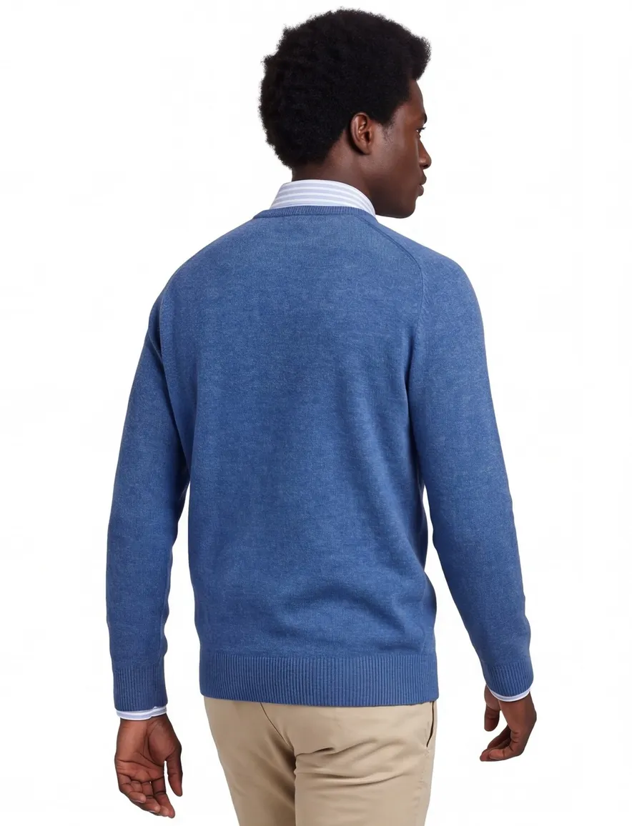 Alan Paine trui denim blue Dorset lamswol