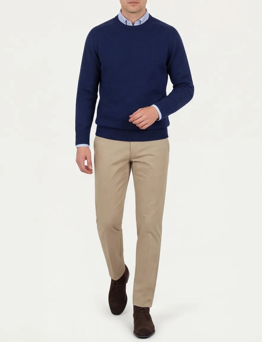 Alan Paine pullover navy Dorset classic fit ronde hals