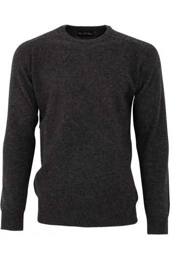 Alan Paine Alan Paine trui donkergrijs lamswol classic fit ronde hals