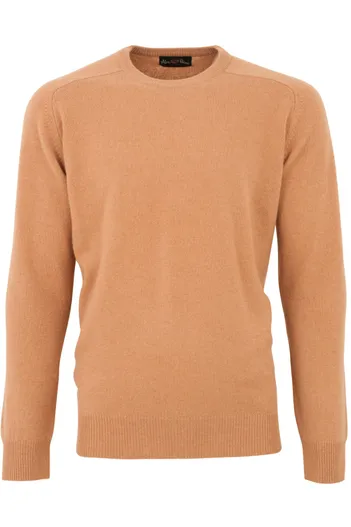 Alan Paine Alan Paine pullover lamswol camel lamswol ronde hals
