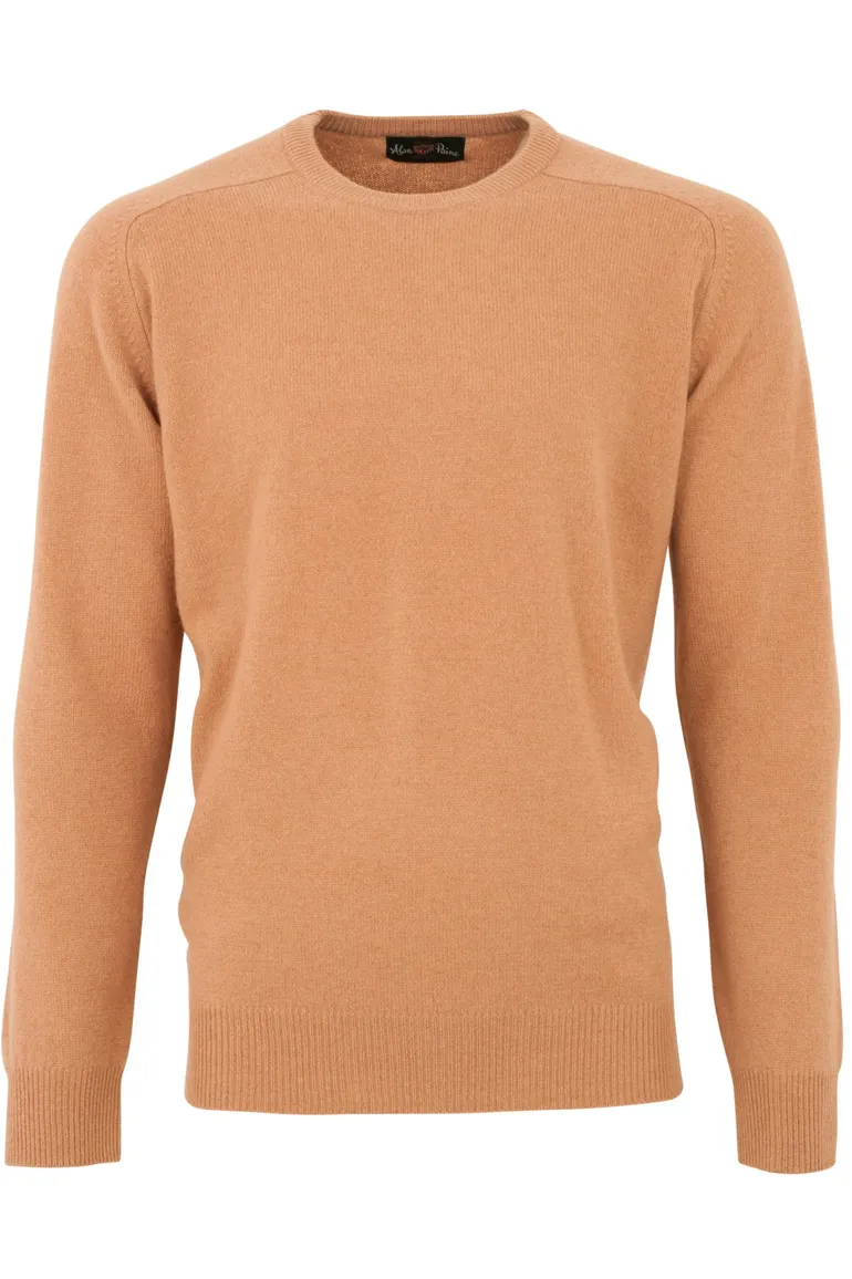 Alan Paine pullover lamswol camel lamswol ronde hals