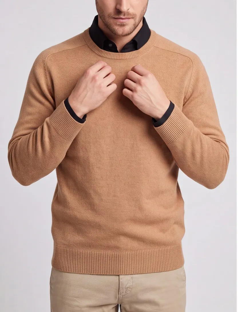 Alan Paine trui light oranje classic fit ronde hals