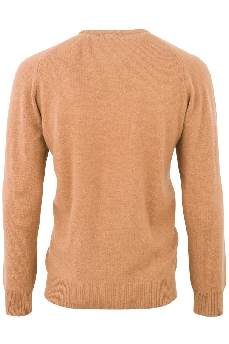 Alan Paine pullover lamswol camel lamswol ronde hals