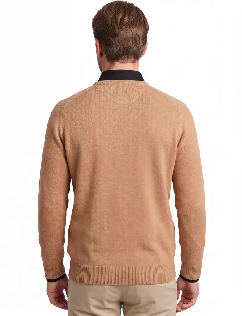 Alan Paine trui light oranje classic fit ronde hals
