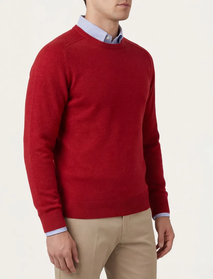 Pullover Alan Paine lamswol ronde hals rood