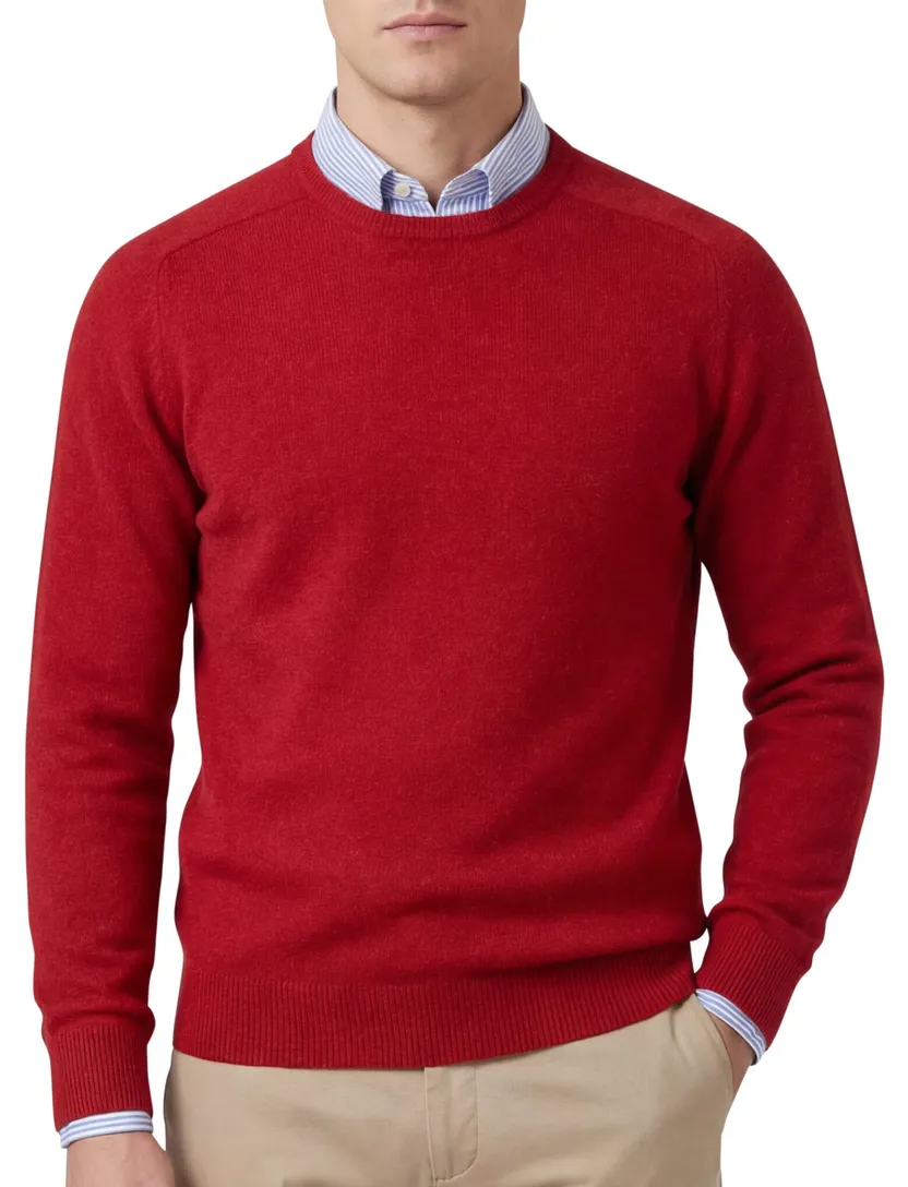 Pullover Alan Paine lamswol ronde hals rood